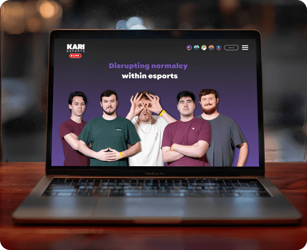 kari esports website on a laptop